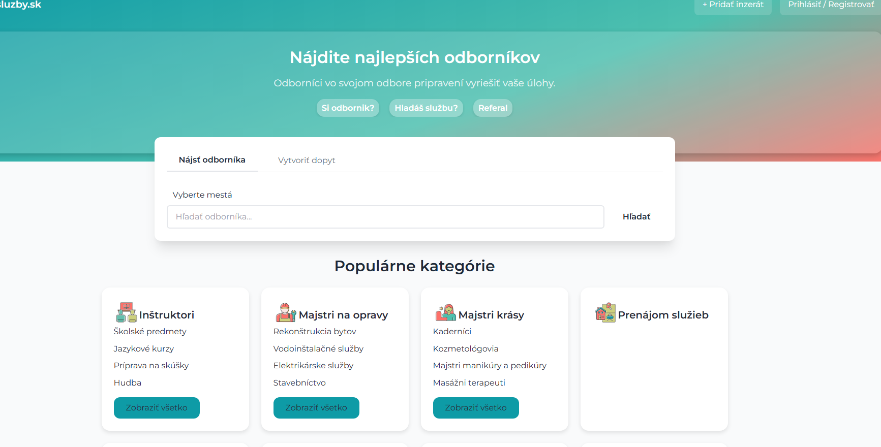 Платформа для специалистов в Словакии